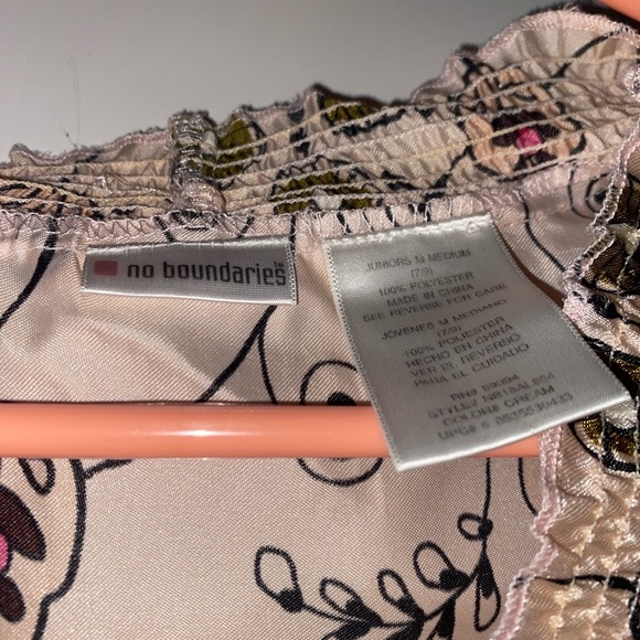 No Boundaries Juniors Pink and Brown Floral Satin Blouse - Picture 3 of 3